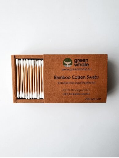 Bambukiniai ausų krapštukai dėžutėje (200 vnt.)