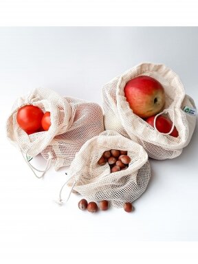 Medvilniniai daugkartinio naudojimo maišeliai (vaisiams, daržovėms)